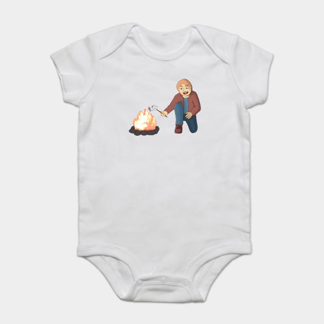 Boy Roasting Marshmallow Roasting Boy Baby Bodysuit by Spock Jenkins